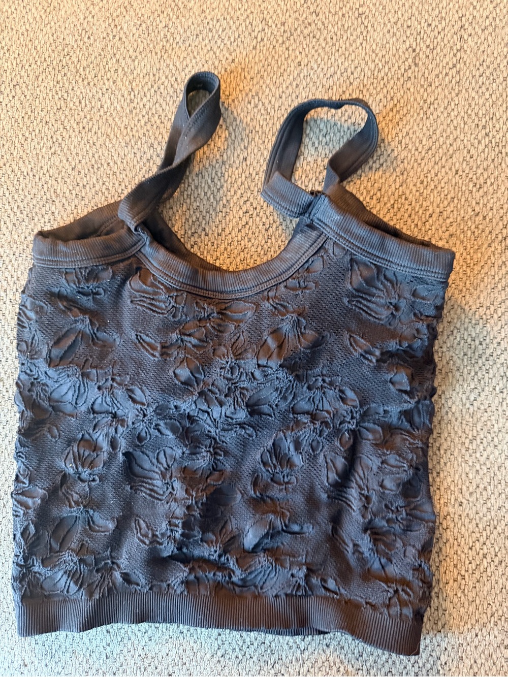 Nikibiki Black Floral Appliqué Crop Tank